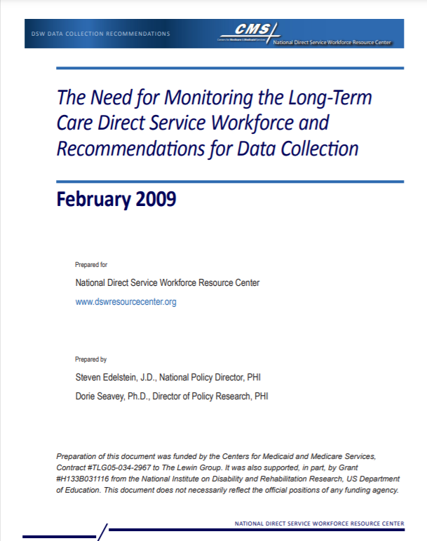 The Need for Monitoring the Long-Term Care Direct Service Workforce and Recommendations for Data Collection