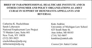 Brief of Paraprofessional Healthcare Institute and 26 other consumer and policy organizations as amici curiae in support of defendants-appellants and reversal