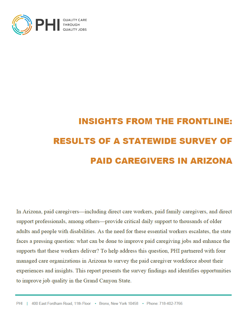 Insights from the Frontline: Results of a Statewide Survey of Paid Caregivers in Arizona