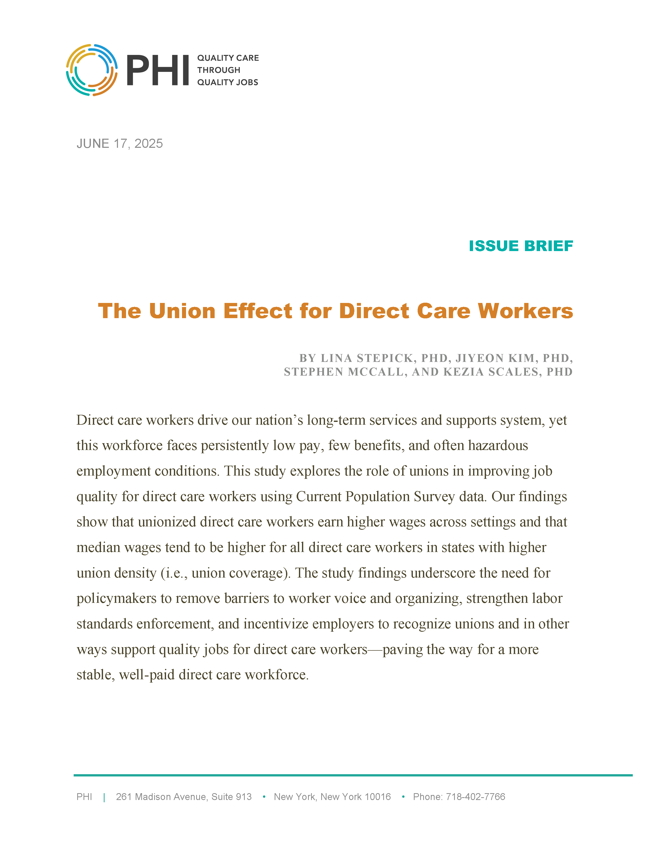 The Union Effect for Direct Care Workers